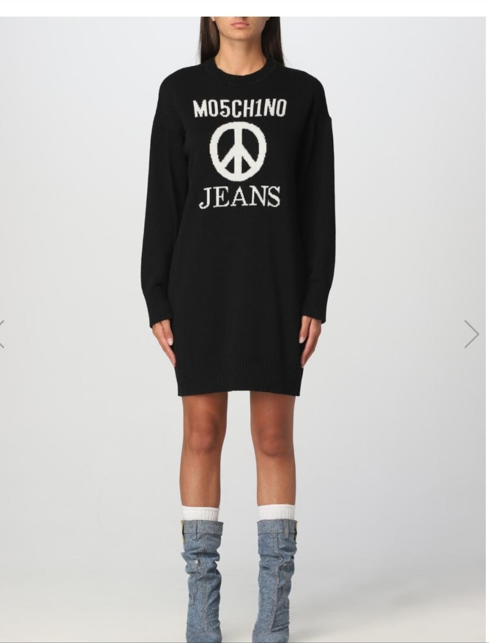 Moschino Jeans Black Knit Sweater Dress  w/Peace Logo Size L Brand New w/ Tags❤